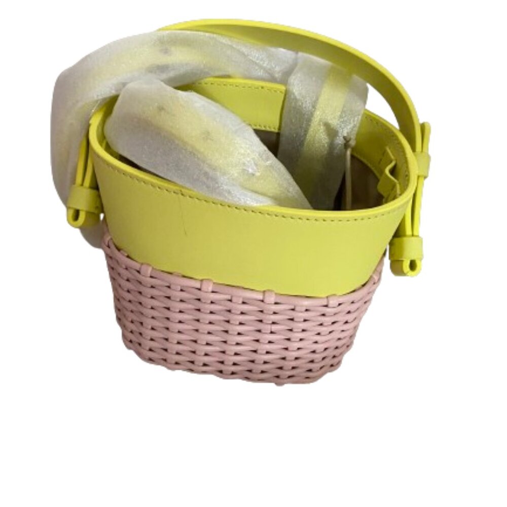 Nico Giani Adenia Small Leather Woven Basket Bucket Bag NWT